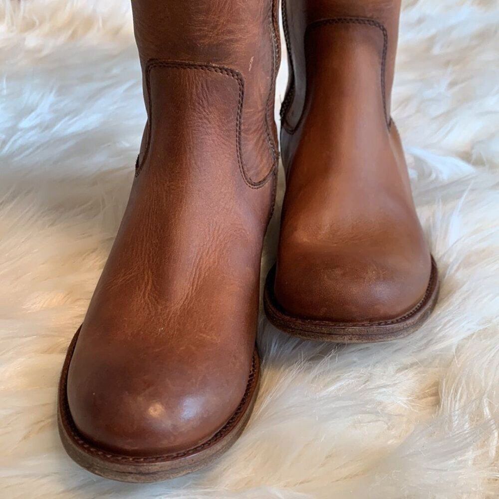 Frye Melissa Inside Zip Cognac Leather Tall Riding Boot 6 Equestrian Knee High - Picture 5 of 12